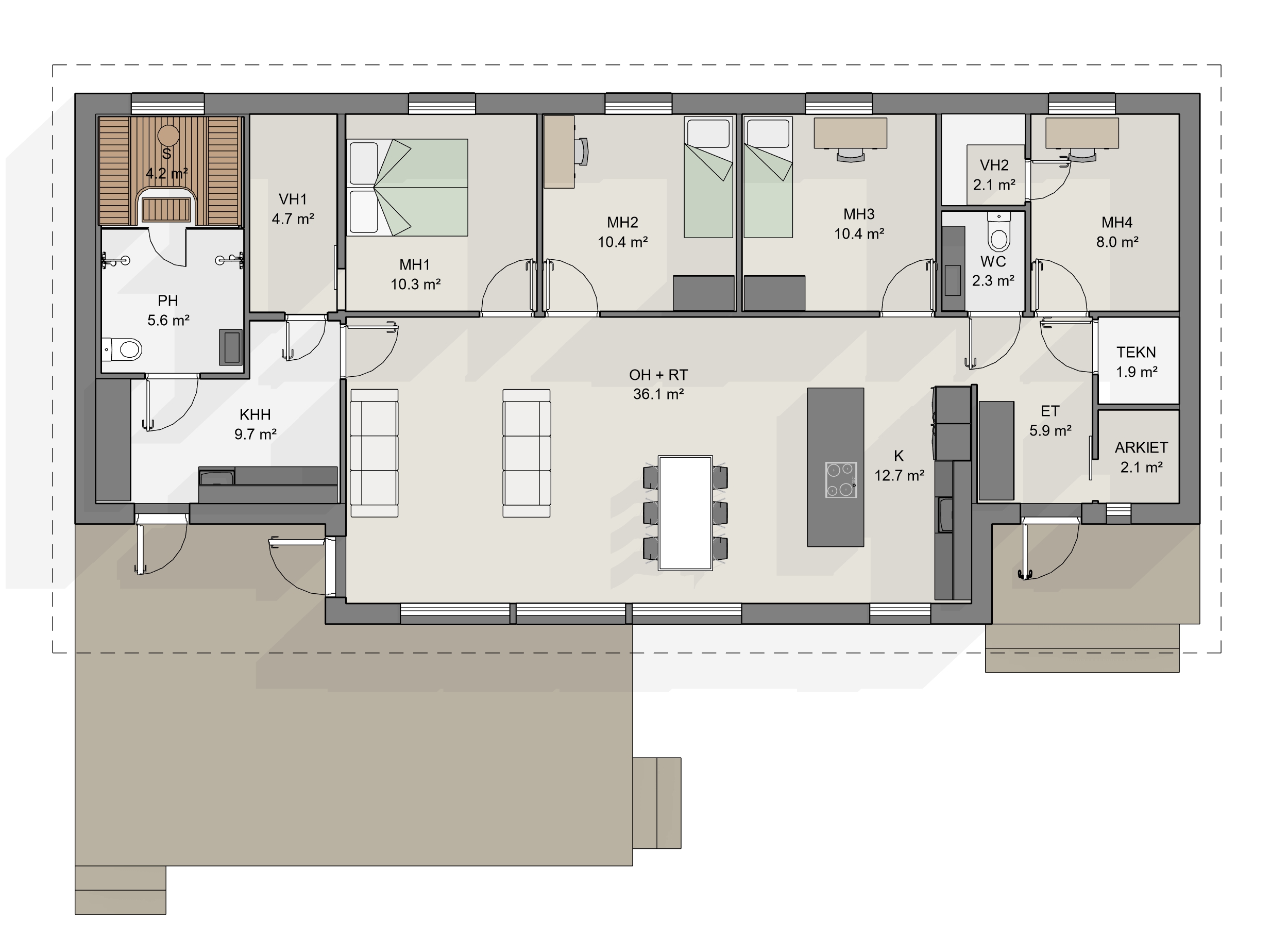 Neljän makuuhuoneen omakotitalo