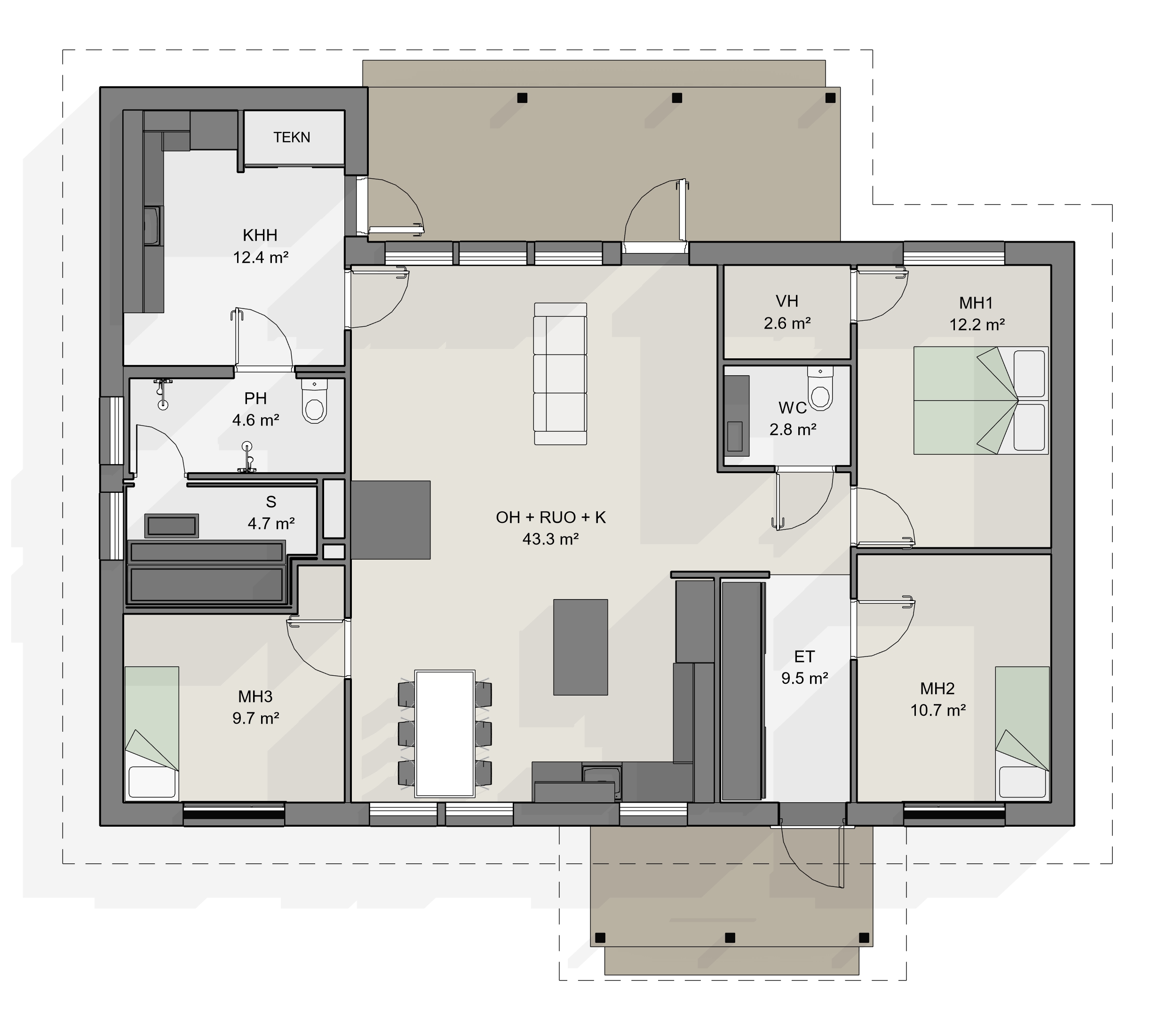 Omakotitalo, jossa tyylisuuntana Sievitalo Perinne ilman ikkunaristikoita. Pohjaratkaisu on toimiva ja käytännöllinen. Makuuhuoneita on kolme, ja yhteiset tilat avautuvat läpi talon.