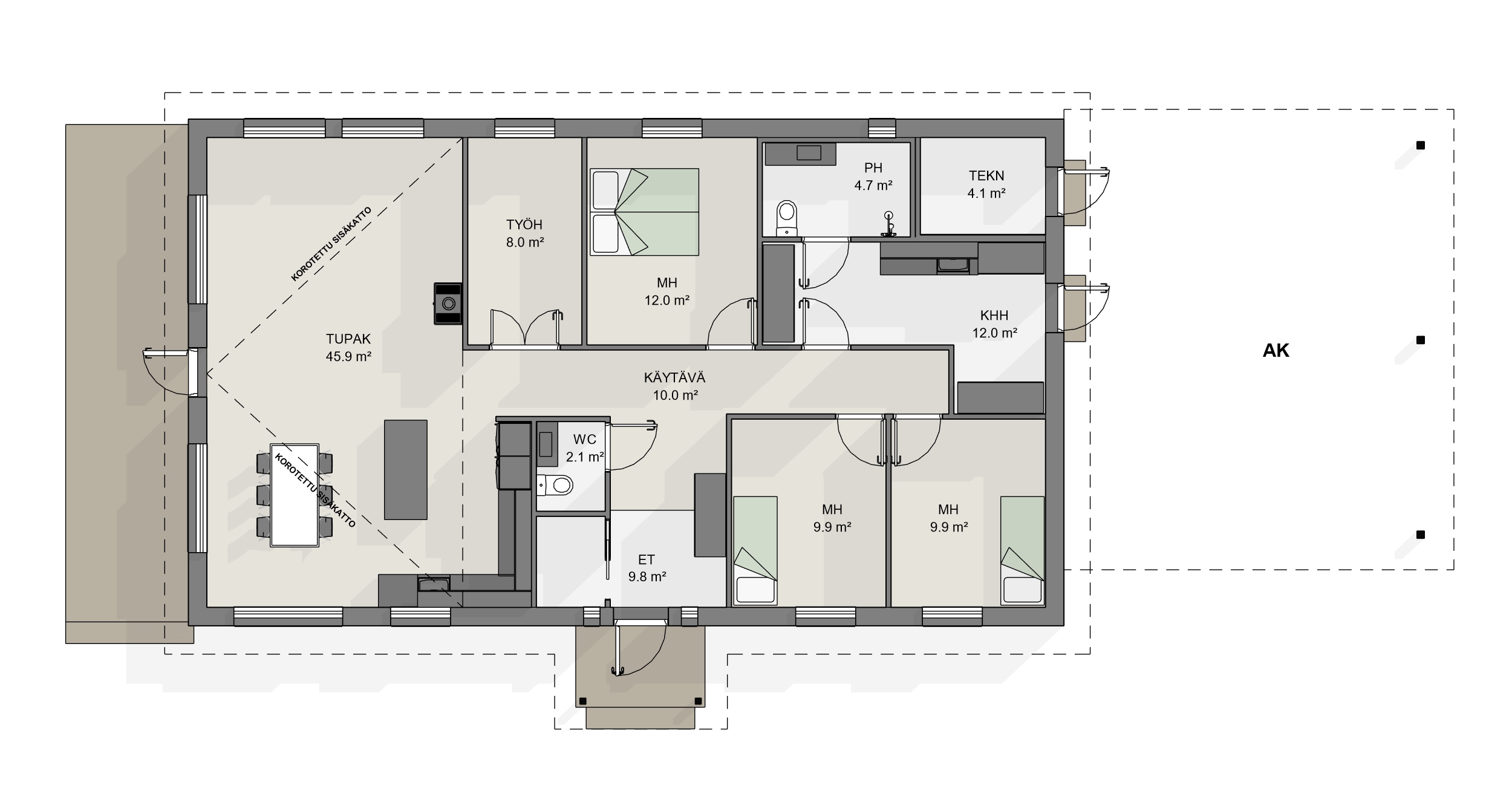 omakotitalon pohjapiirustus