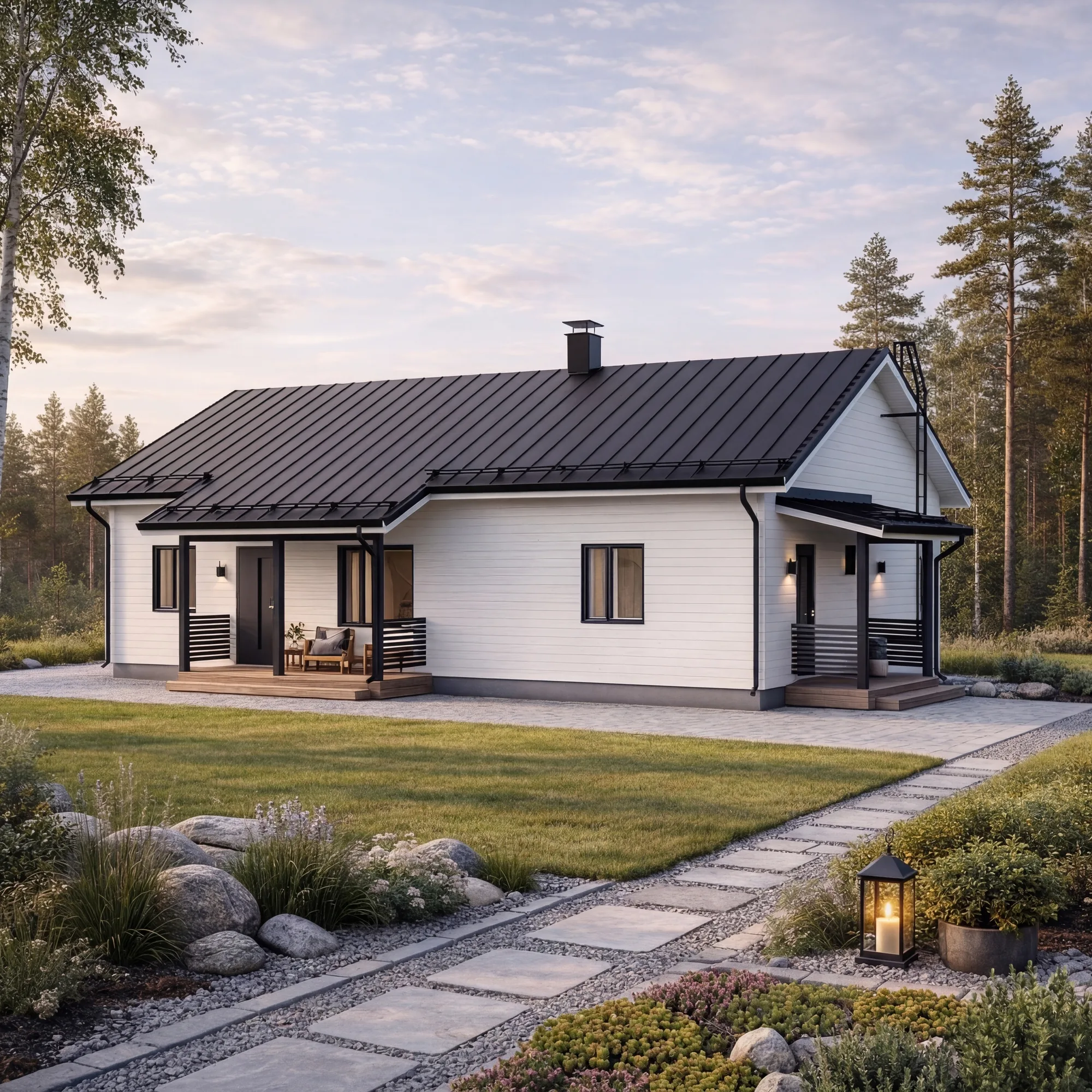 Taloesittely Muhoksella: valkoinen, klassinen Sievitalo 125