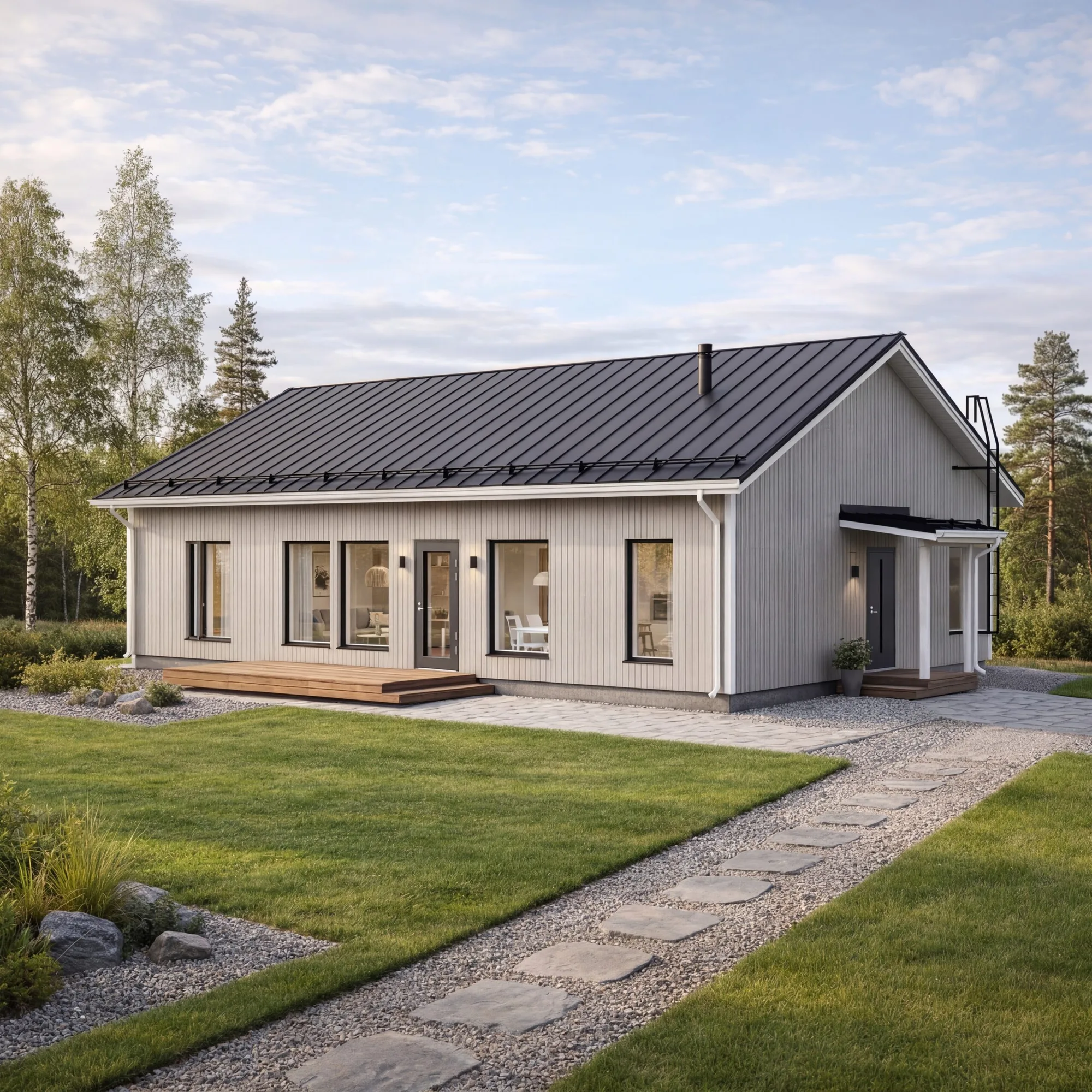Taloesittely Nurmijärvellä – moderni Sievitalo pystyverhouksella