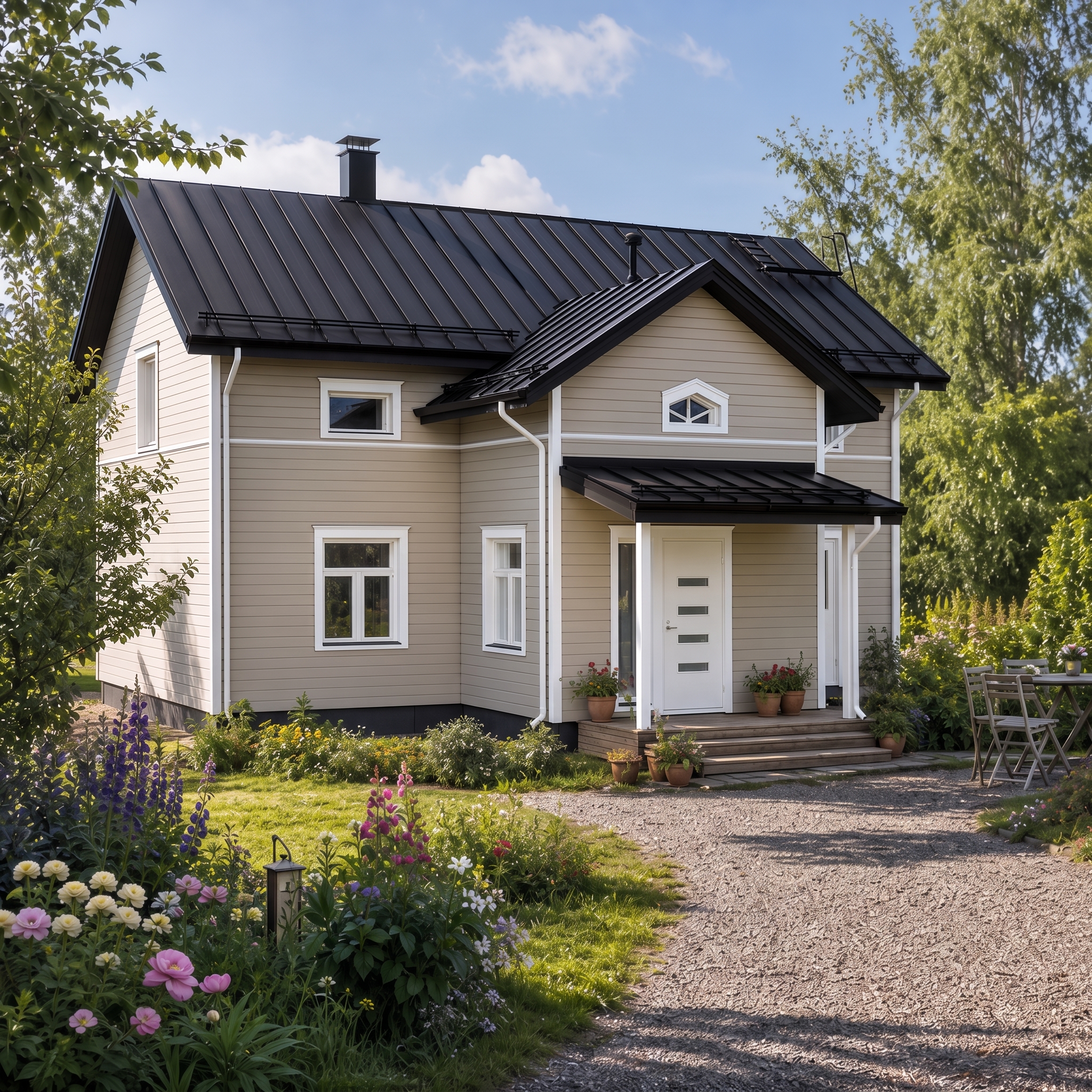 Kaksikerroksinen, tilava omakotitalo