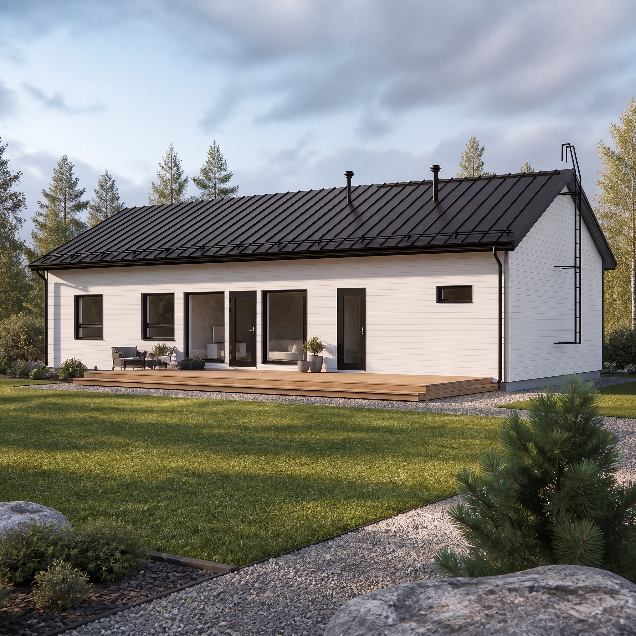 Neljän makuuhuoneen moderni omakotitalo